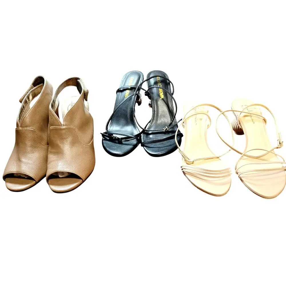 Fashion Nova + More Size 7 Women's Heeled Sandals Lot of 3 Pairs Bulk Shoes